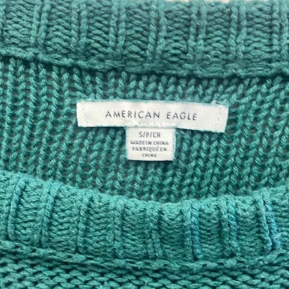 American Eagle Women's Green Knit Dolman Sleeve Scoop neck Sweater SMALL 740 - Picture 3 of 6